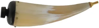 Priming Horn, 
5-1/2",  3 grain brass priming valve,
turned walnut base
